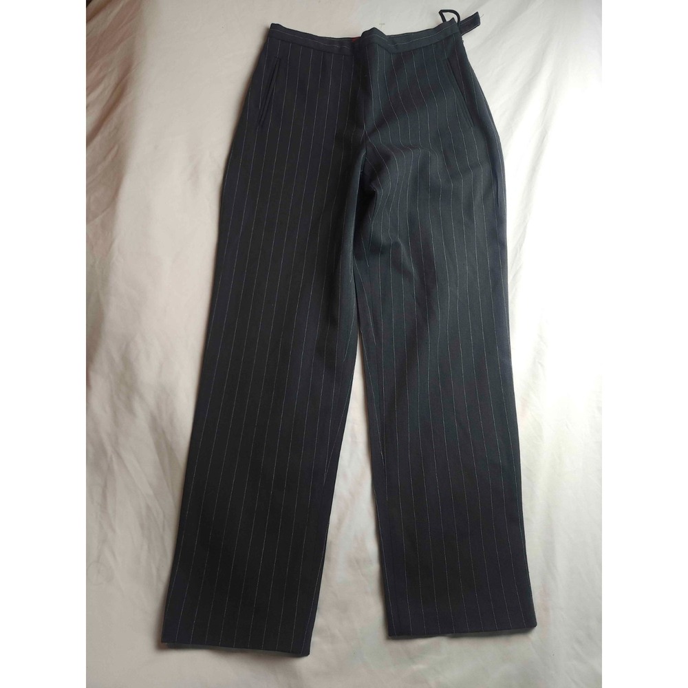 Womens Dress Slacks 28x27.5 Black Pinstripe Tailored Quiet Luxury Officewear